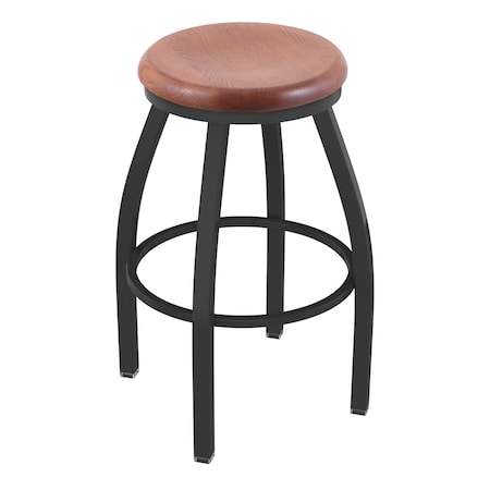 Holland Bar Stool Co 36" Swivel X-Tall Bar Stool, Pewter Finish, Med Oak Seat X802